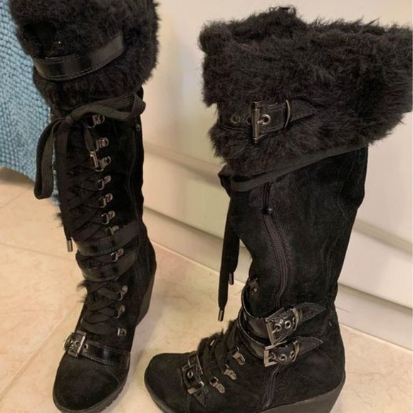 Aldo Wedge Laceup Suede Winter Boots 